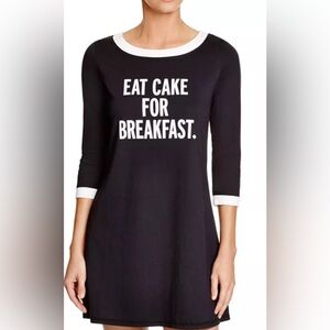 Kate Spade Black and White Eat Cake for Breakfast Sleep Shirt Nightgown Sz XL